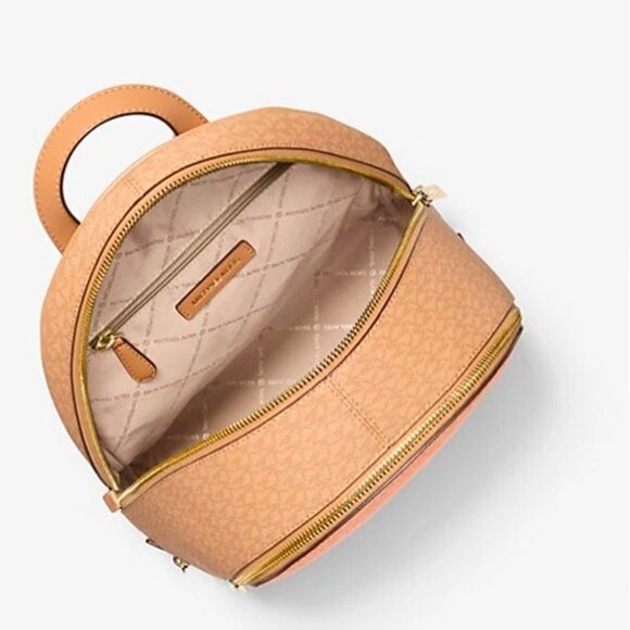 S Michael Kors Rhea Medium Zip Orange Ivory Logo Backpack 35S5GRAB6V NWT $358 main image 4